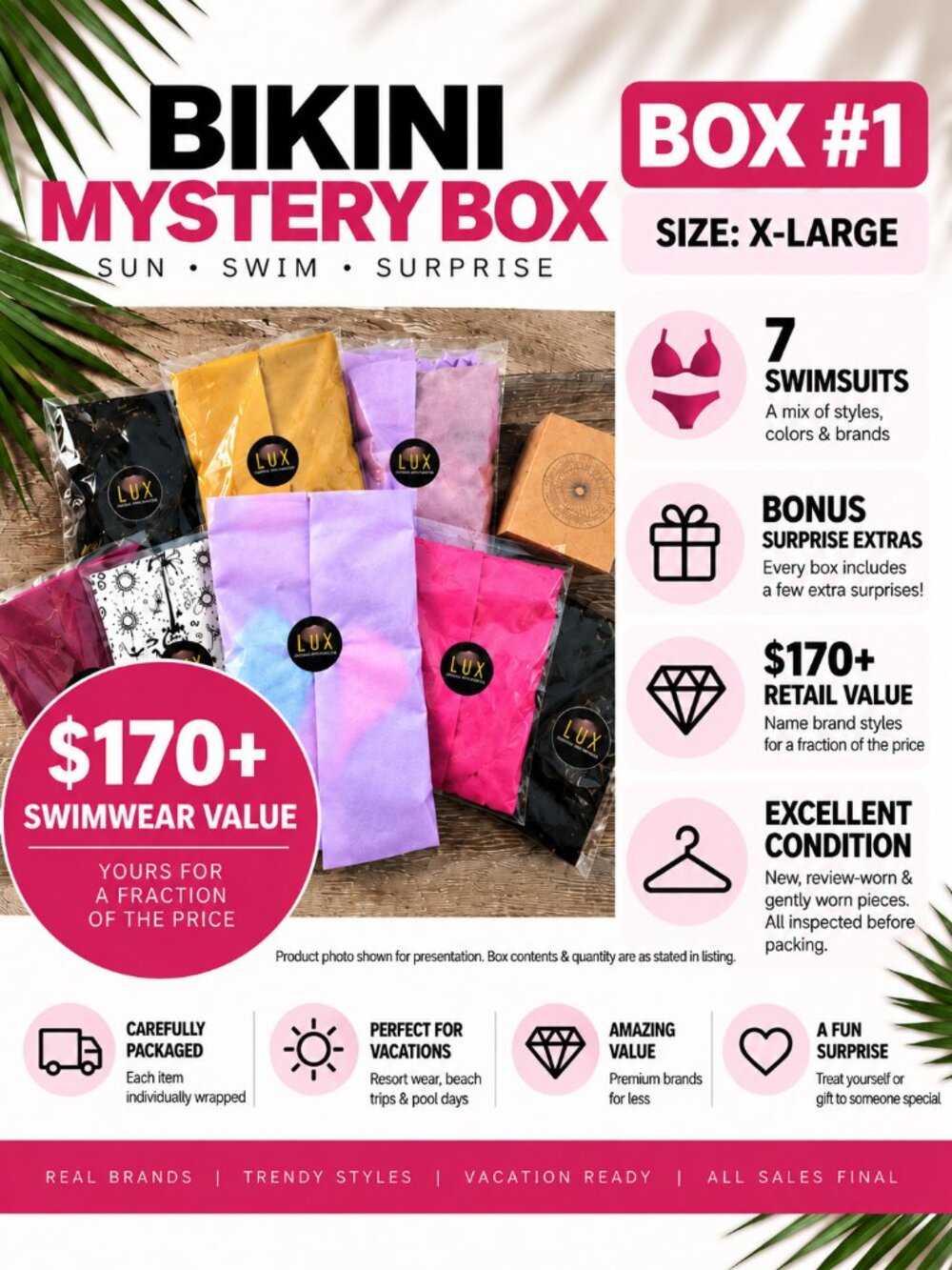 XL Bikini Mystery Box | 7 Swimsuits + Bonus Extras